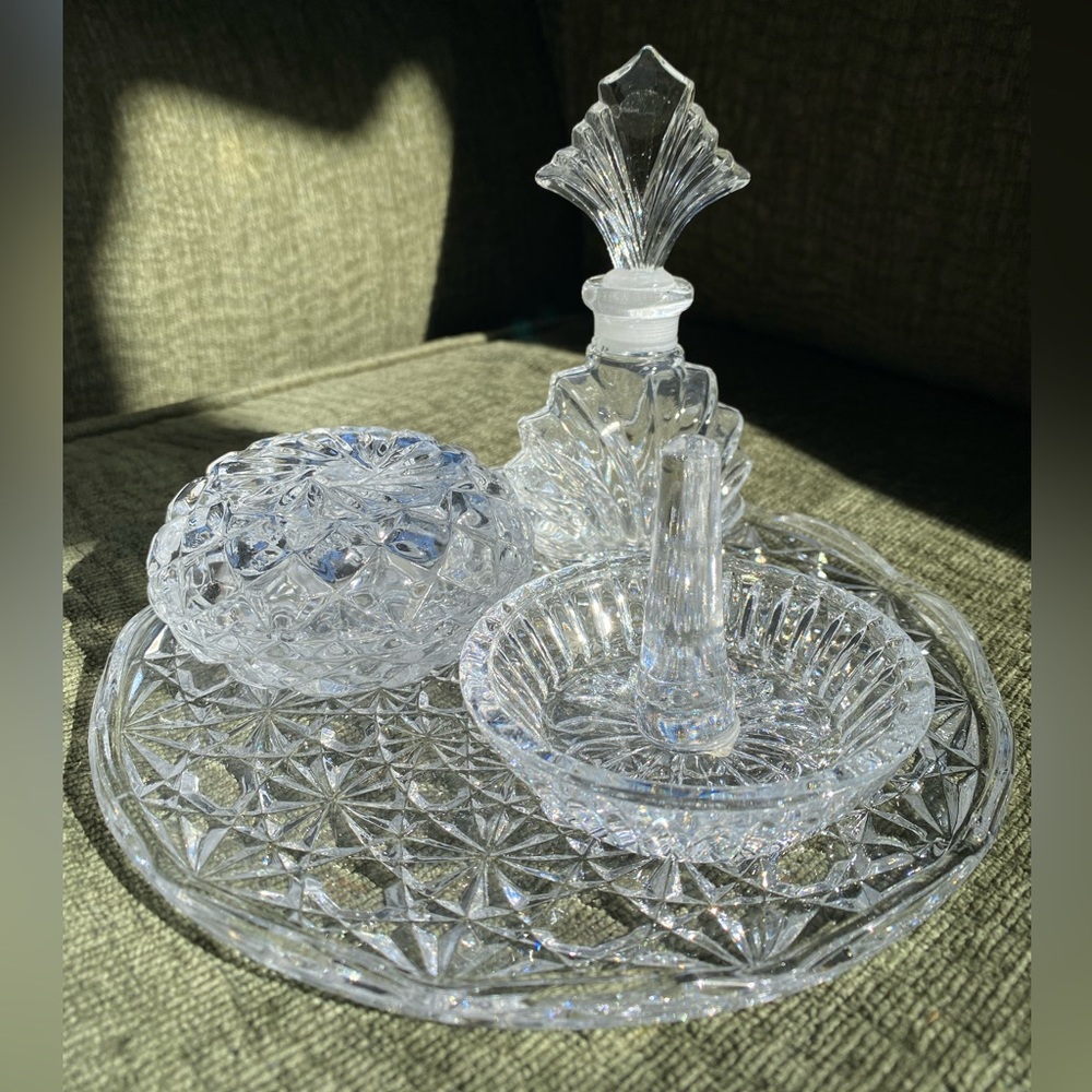 Vintage Crystal Vanity Set